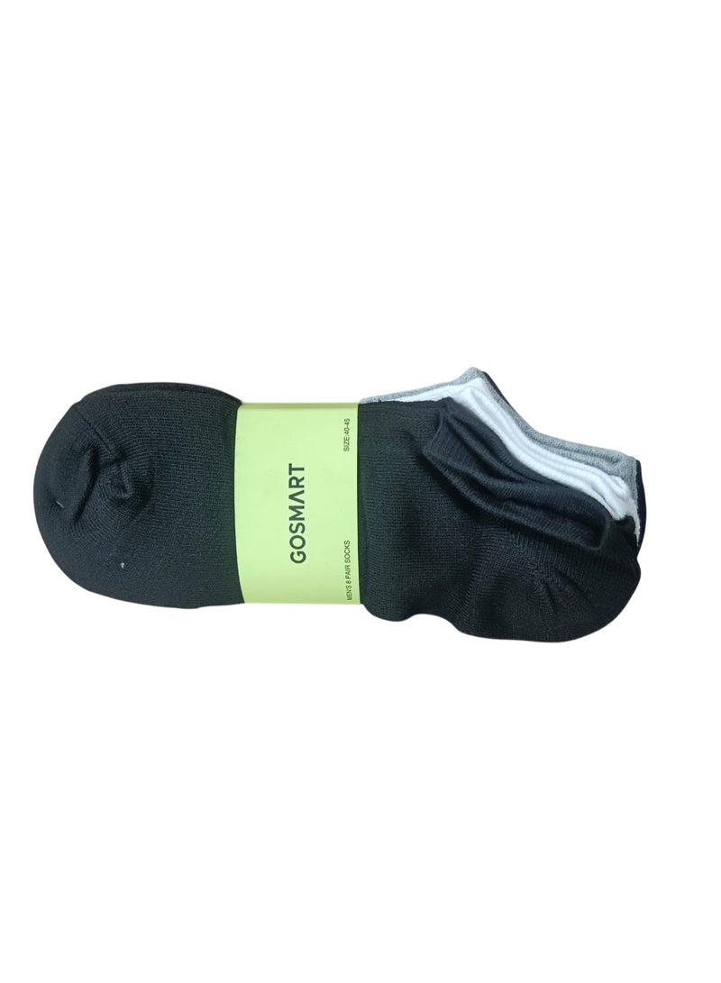 GoSmart Unisex Ankle Socks – 8 Pair Pack, Everyday Comfort, Size 40–45 (Style 001)
